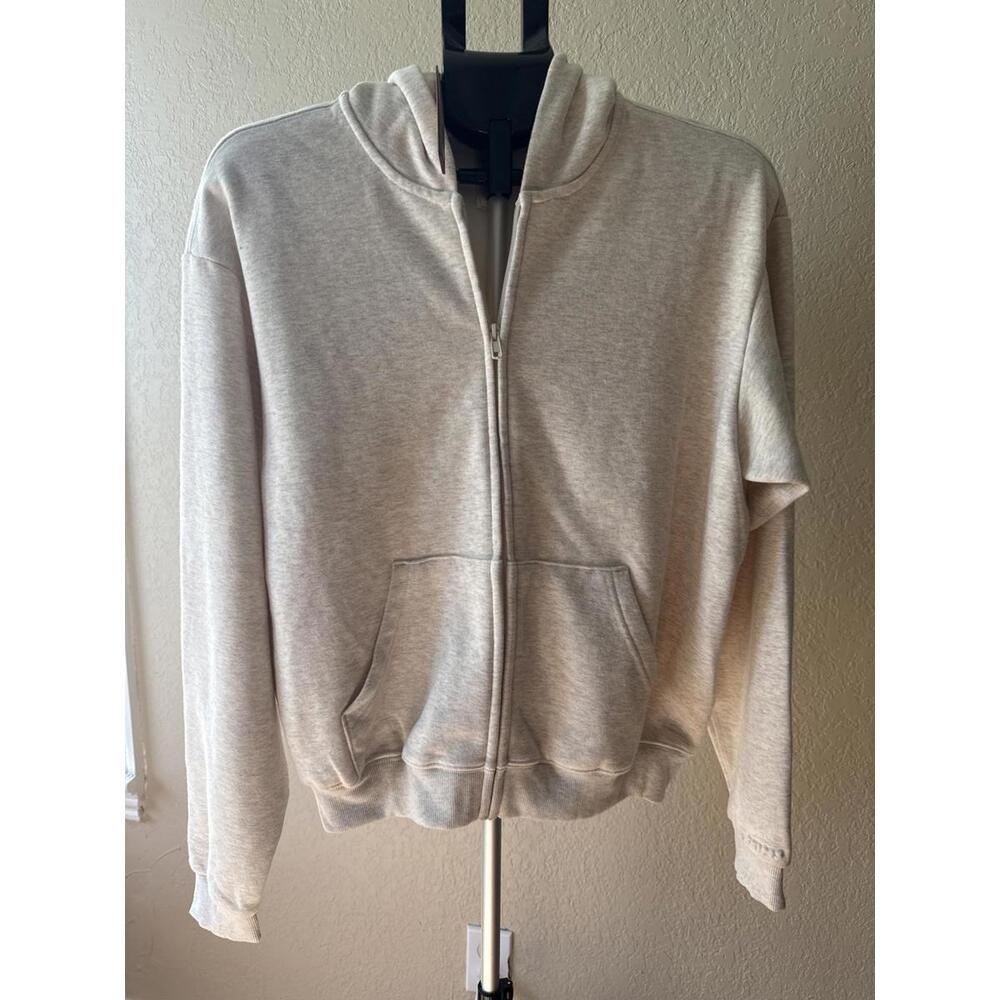 SKIMS Cotton Fleece Classic Zip Up Hoodie. Large NWT. Oatmeal Heather.